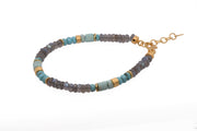 Turquoise, Labradorite and Chrysocolla 5mm Necklace and Bracelet 24K Fair Trade Gold Vermeil Bracelet